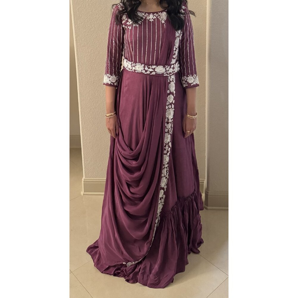 Indian Plum Anarkali Long Gown Saree